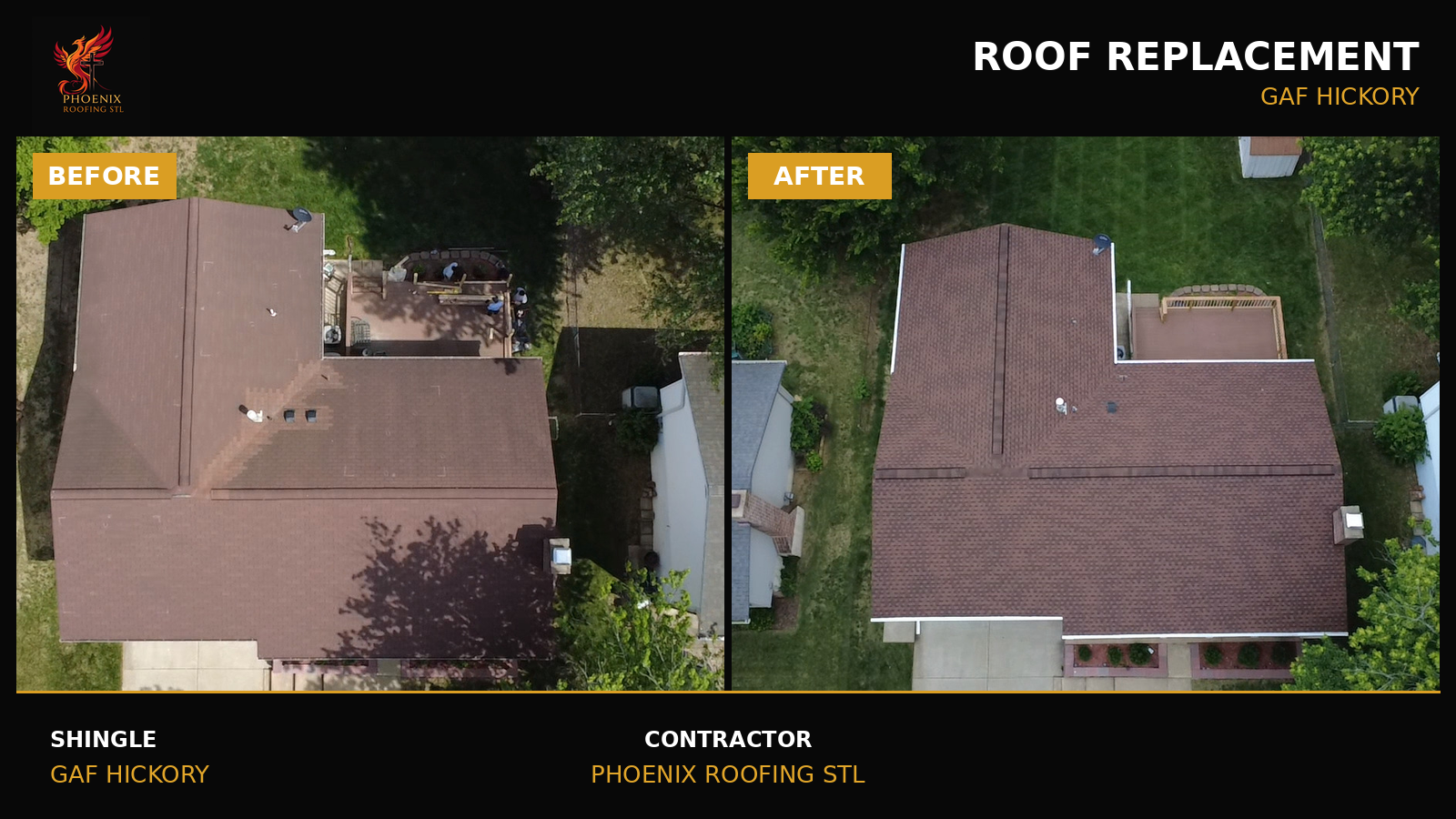 Roof replacement before and after