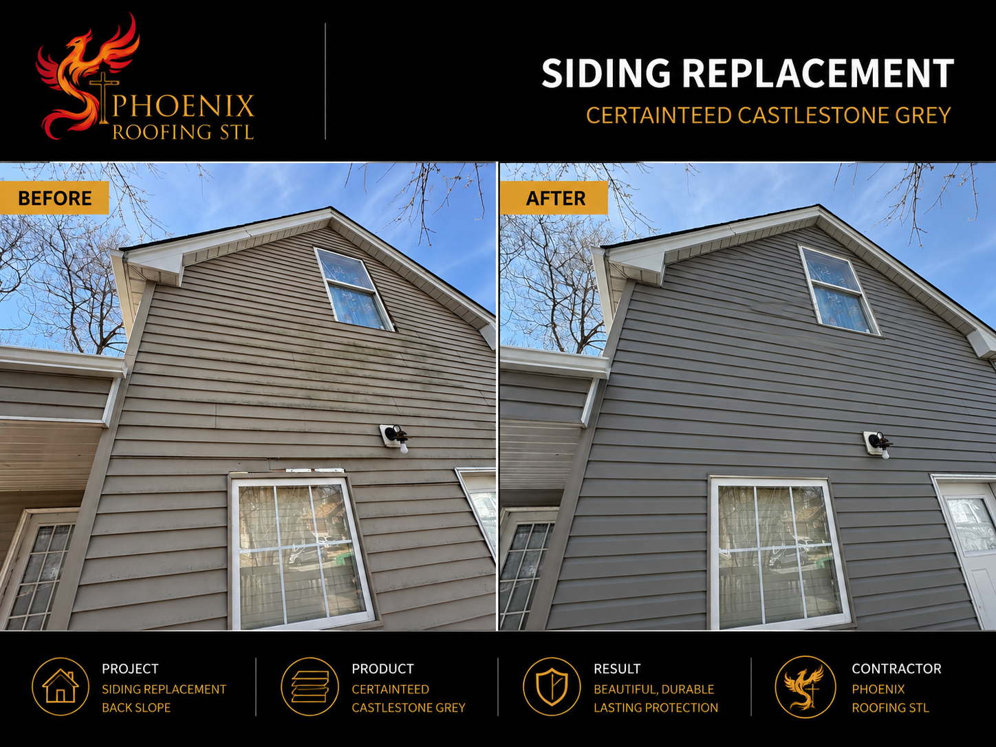 Roof replacement before and after